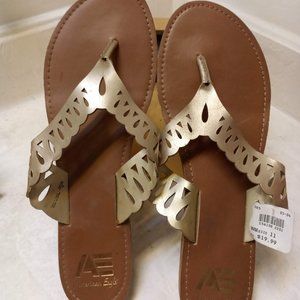 American Eagle Gold Flip Flops Size 11-GENTLY Used